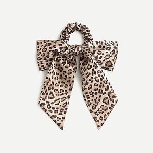 Leopard satin scrunchie with bow
